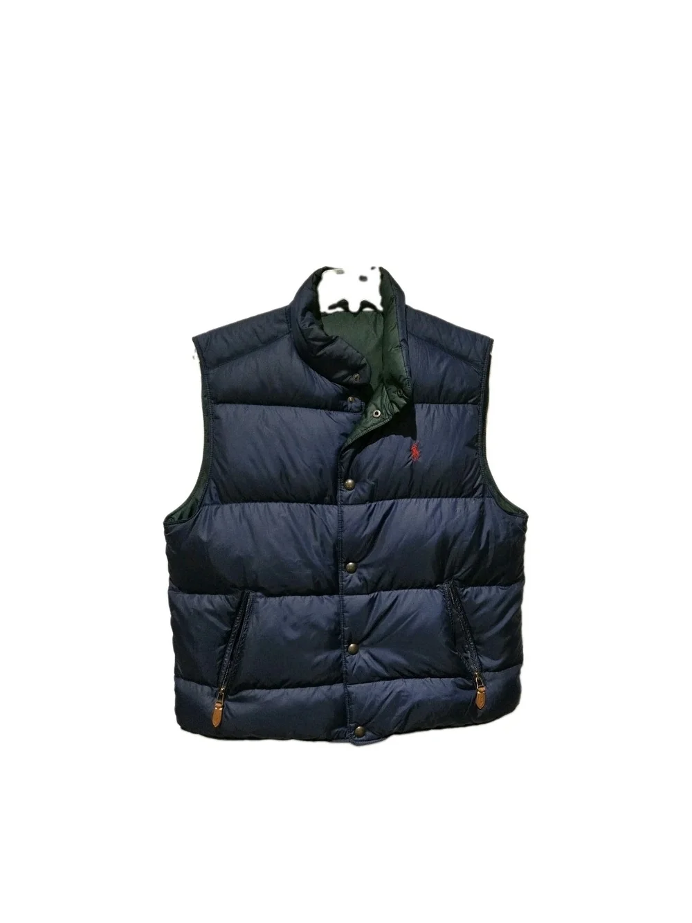 Polo by Ralph Lauren Navy Green Quilted Down Vest Reversible
